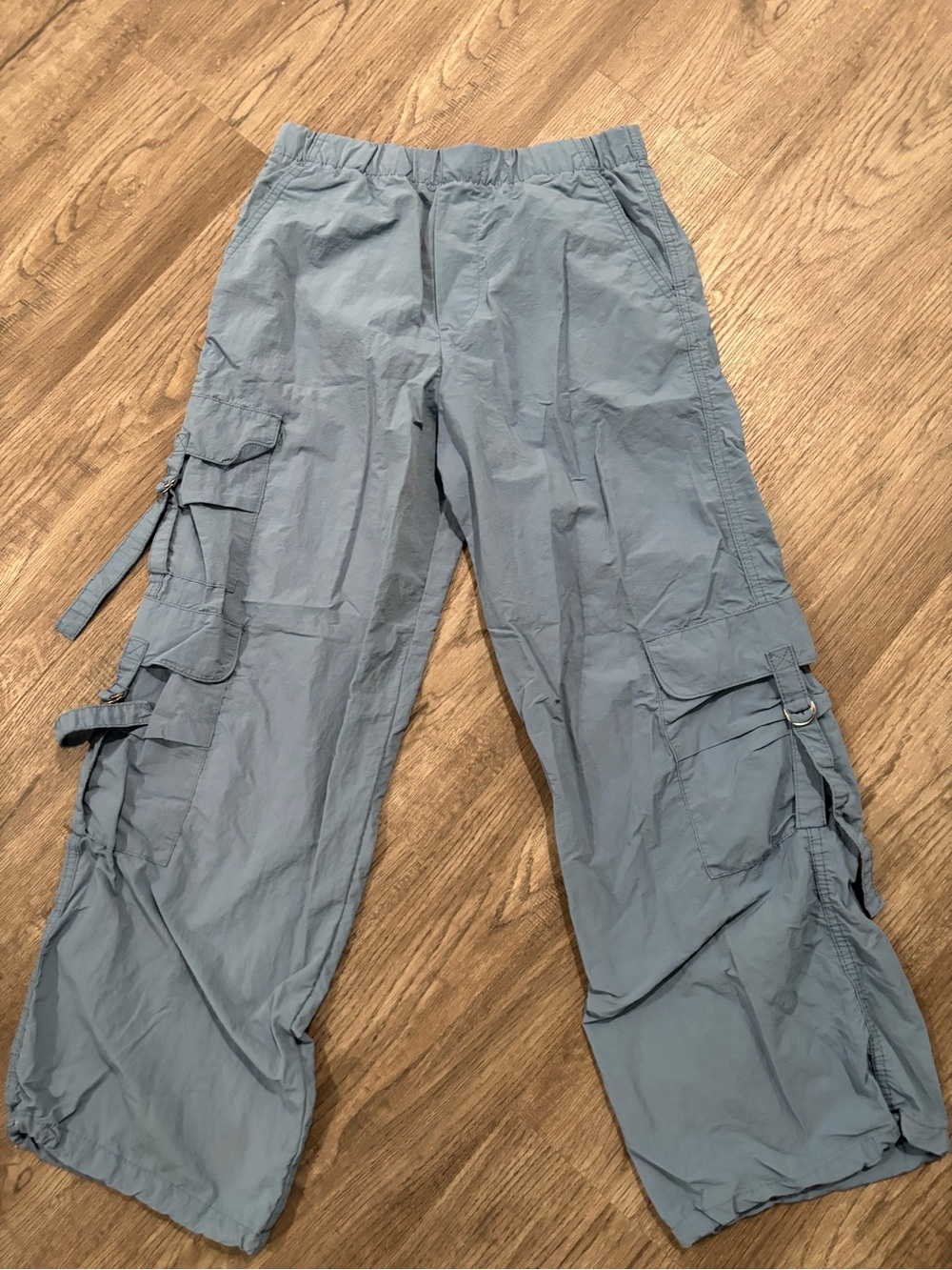 Forever 21 Wide Leg Parachute Cargo Pants Blue Gray Womens Size S